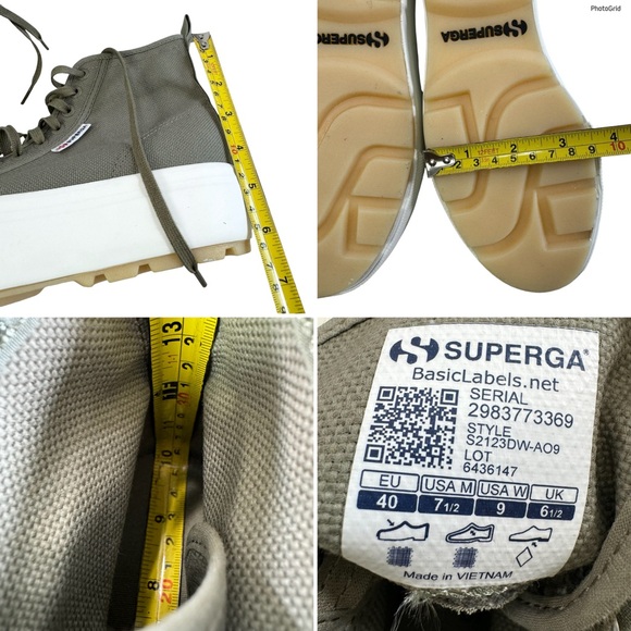 Superga 2708 Hi Top Tank Platform Sneakers Safari Green/ Favorio/ Milky Size 9 - Picture 16 of 16